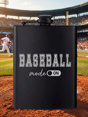 Personalized Baseball Mode On Sports Black Flask | Sports | Baseball | Flask